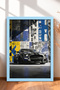 Yellow and Blue Collage-Style American Muscle Car Framed Art Print / Car Poster for Garage or Office Wall Decor OTO182