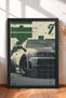 Framed Japanese Sports Car Poster with Green Graphic Design—Car Poster, Wall Decor OTO184