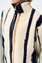 Women's Fleece Jacket with Striped Detail and Zipper, Cream - 5