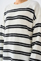 Women's Crew Neck Striped Knit Sweater, Cream - 5
