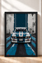 Classic Race Car with Blue and White Stripes—Framed Art Print, Car Poster, Wall Decor OTO179 - 3