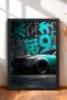 Turquoise Graphite-Accented Wide-Body Muscle Car Framed Art Print Car Poster Wall Decor OTO193