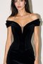Black Drop-Shoulder Maxi Evening Gown with Shoulder Detail - 4