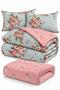Double-Size Fitted Sheet Duvet Cover Set with Elastic Edges, Easy to Iron, Alanur Mint - 4