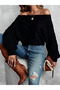 Women's madonna collar patterned cuff balloon knit blouse - 4