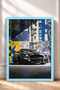 Yellow and Blue Collage-Style American Muscle Car Framed Art Print / Car Poster for Garage or Office Wall Decor OTO182 - 3