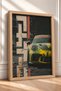 Framed Poster of a Weathered Yellow German Sports Car—Car Poster for Garage or Office Wall Decor OTO188 - 2