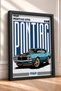 Turquoise Classic American Muscle Car Framed Art Print Car Poster for Garage or Office Wall Decor OTO043 - 2