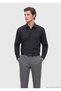 Black Plain Regular Fit Long Woven Classic Cotton Blend Shirt - 5