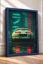 Framed Painting of a Japanese Sports Car on a Rainy Neon Street—Car Poster for Garage or Office Wall Decor OTO181 - 2