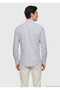Light Blue Striped, Regular Fit, Long-Sleeved, Classic Woven Silk-Blend Shirt - 5