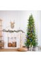 4ft / 5ft / 6ft / 7ft / 8ft / 10ft Dense Slim Pencil Christmas Tree, Pre-strung Adjustable LED Lights, Flame Retardant PVC Foliage, Sturdy Metal Base, Small Corner Holiday Decor - 6