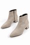 Poca Women's Suede Beige Pointed Toe Low Block Heel Short Boots with Side-Zip Closure, 4 cm Heel (Slim Fit) - 4