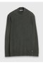 Khaki Half Turtleneck Plain Knit Wool Blended Sweater Sweater - 7
