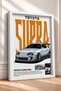 Silver Japanese Sports Car Poster with Orange Text in a Frame—Car Poster and Wall Decor OTO040 - 2