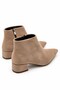 Poca Women's Suede Mink Pointed Toe Low Block Heel Short Boots with Side-Zip Closure, 4 cm Heel (Slim Fit) - 3