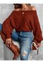 Women's madonna collar patterned cuff balloon knit blouse - 2