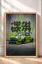 Pistachio Green Modified Hatchback Framed Art Print Car Poster for Garage or Office Wall Decor OTO195 - 3