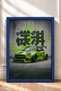 Pistachio Green Modified Hatchback Framed Art Print Car Poster for Garage or Office Wall Decor OTO195 - 3