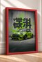 Pistachio Green Modified Hatchback Framed Art Print Car Poster for Garage or Office Wall Decor OTO195 - 2