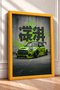 Pistachio Green Modified Hatchback Framed Art Print Car Poster for Garage or Office Wall Decor OTO195 - 2