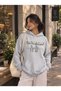 Oversized Gray Hooded Sweatshirt, 100% Cotton
