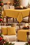 New Year's Table and Living Room Decor Set: 6-Piece Set—Tablecloth, Table Runner, and 4 Cushion Covers—Yellow