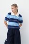 Women's Polo Collar Striped Short-Sleeve Soft-Textured Knit Sweater - 2