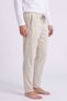 Men's Stone-Colored Piqué-Textured Pajama Bottoms with Pockets - 2