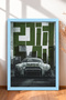 Framed Painting of a Japanese Super Sports Car in Front of Skyscrapers—Car Poster, Wall Decor OTO197