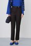 Women's Narrow Leg Pleated Brown Cigarette Pants with a Belt - 5