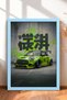 Pistachio Green Modified Hatchback Framed Art Print Car Poster for Garage or Office Wall Decor OTO195