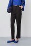 Women's Narrow Leg Pleated Brown Cigarette Pants with a Belt - 8