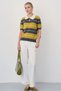 Women's Polo Collar Striped Short-Sleeve Soft-Textured Knit Sweater - 7
