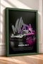Gray Japanese Sports Car Poster with Pink Neon Lighting and Frame—Car Poster for Garage or Office Wall Decor OTO222 - 2