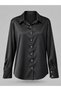 ALFATEKS Women's Satin Shirt, Long-Sleeved, Drapey, Relaxed Fit, Classic Collar, Button-Down