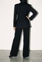 Black Jacket with Pocket Detail and Loose Fit Pants with Button Details - 4