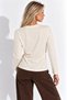 Women's Beige Crew Neck Long Sleeve Blouse - 5