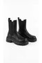 Women's Black Boots with Elastic and Thick Soles - 5