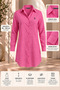 Women's Embroidered Light Candy Pink Linen Modest Tunic Shirt, Slim Fit, Soft-Textured Cotton Fabric, 95–100 CM, CODE: JSW26-KTG - 3