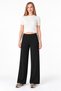 Women's Black Striped Wide-Leg Pants with Side Panel Details