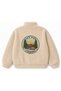 Camp Detailed Plush Bomber Jacket - Beige