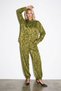 Loose-Fit Shirt with an Olive Green Pattern and Elasticated Hem Pants Set - 2