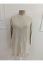 Women's long sleeve crew neck side tie-up cropped knit dress - 4