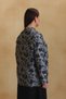 Gray Patterned Blouse with a Stand-Up Collar - 6