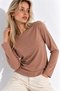 Women's Light Brown Crew Neck Long-Sleeve Blouse - 4