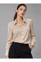 ALFATEKS Women's Satin Shirt, Long-Sleeved, Drapey, Relaxed Fit, Classic Collar, Button-Down