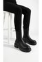 Women's Black Boots with Elastic and Thick Soles - 2