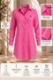 Women's Embroidered Light Candy Pink Linen Modest Tunic Shirt, Slim Fit, Soft-Textured Cotton Fabric, 95–100 CM, CODE: JSW26-KTG - 8