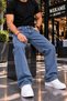 Men's Baggy High Denim Jean Snow Wash Pants - 4
